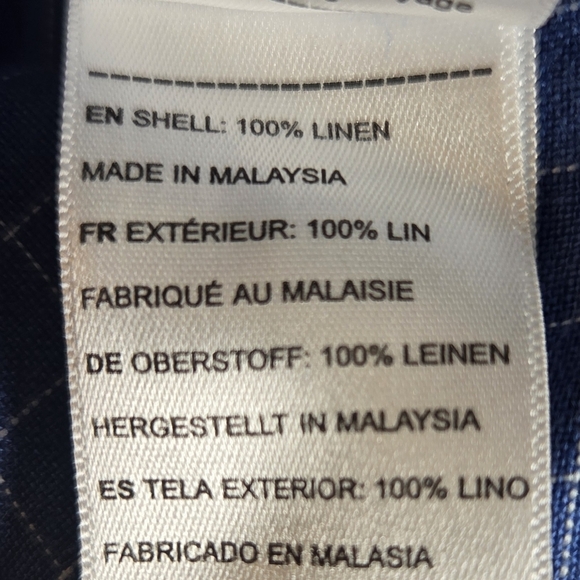 UNTUCKit Men's 100% Linen Blue Grid Pattern Shirt Size L - Picture 10 of 10